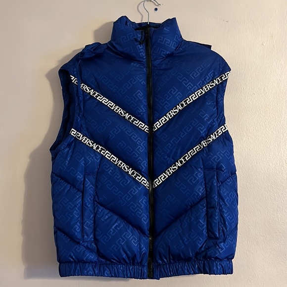 Versace Men’s La Greca medusa logo monogram convertible puffer vest coat NEW - Picture 9 of 12